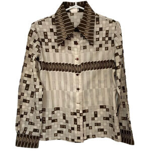 Vintage Mister Leonard Brown and Cream Blouse
